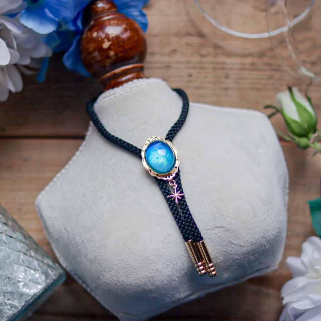[stained glass candy] loop tie / 夏空 -gold-