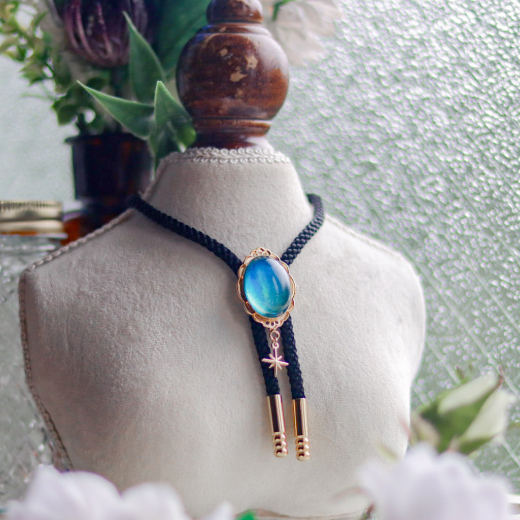 [stained glass candy] loop tie / 夏空 -gold-