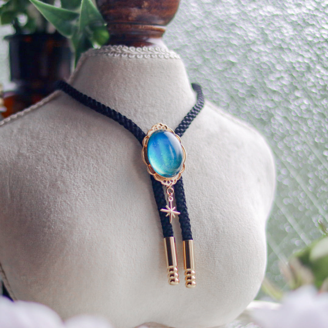 [stained glass candy] loop tie / 夏空 -gold-