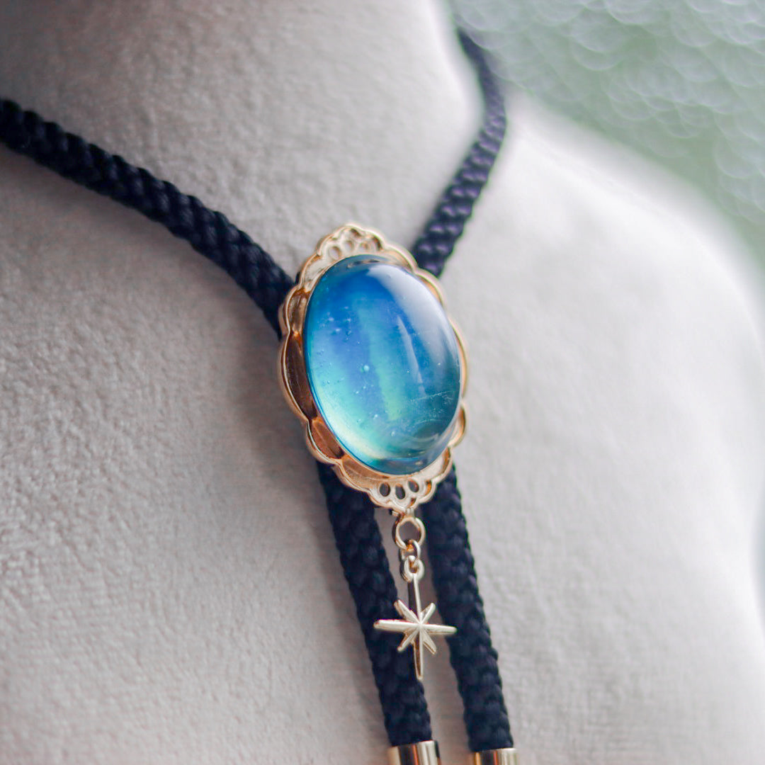 [stained glass candy] loop tie / 夏空 -gold-