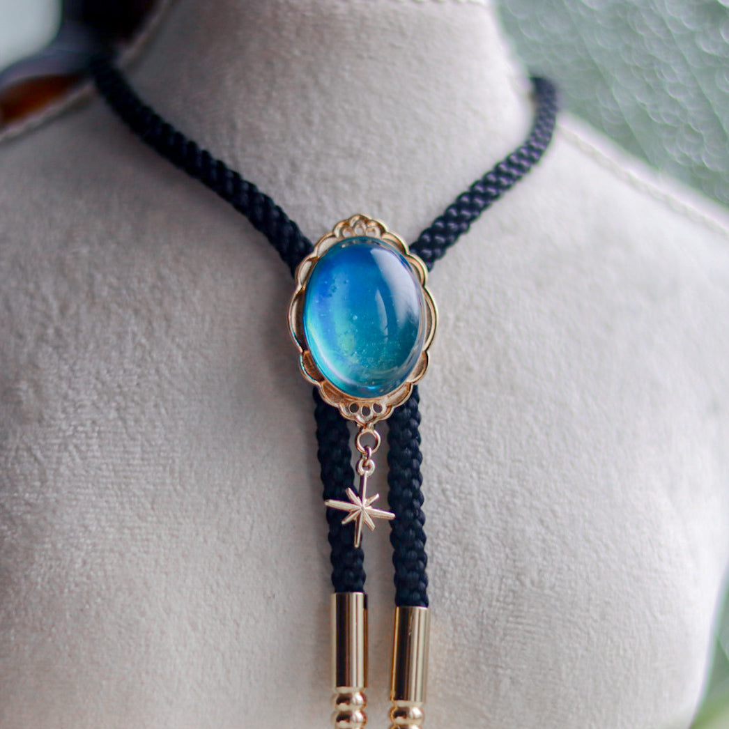 [stained glass candy] loop tie / 夏空 -gold-