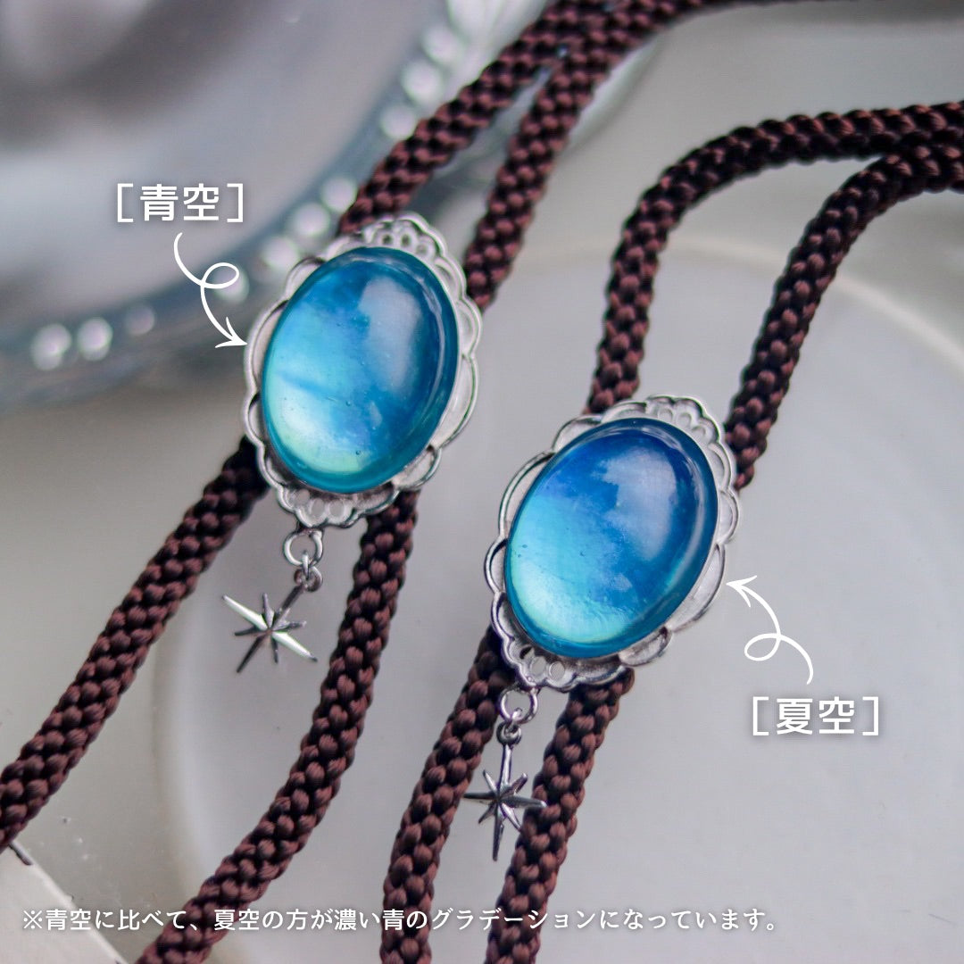 [stained glass candy] loop tie / 夏空 -gold-