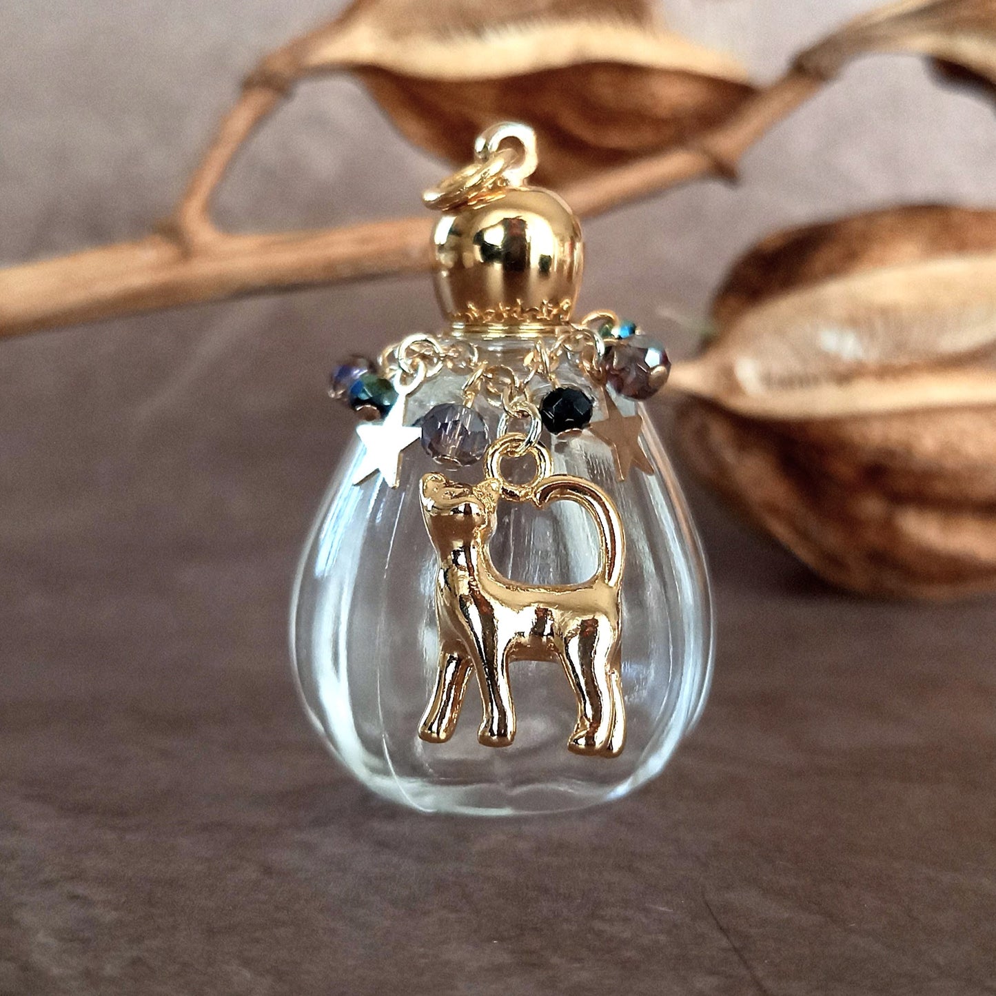 香水瓶ネックレス　チューリップボトル　Stella Festa【ストームグラス・シャボン玉ネックレスに変更可能】