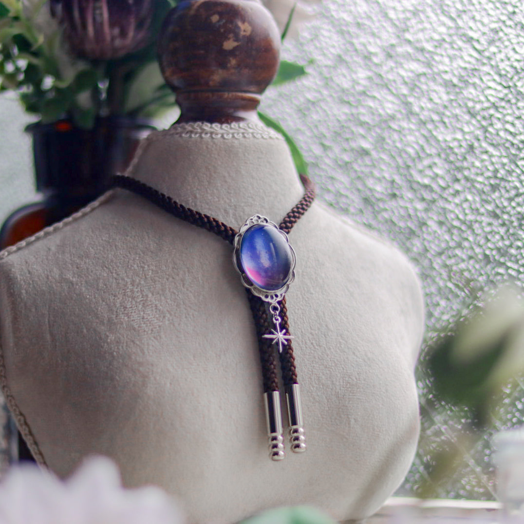 [stained glass candy] loop tie / magic hour -silver-