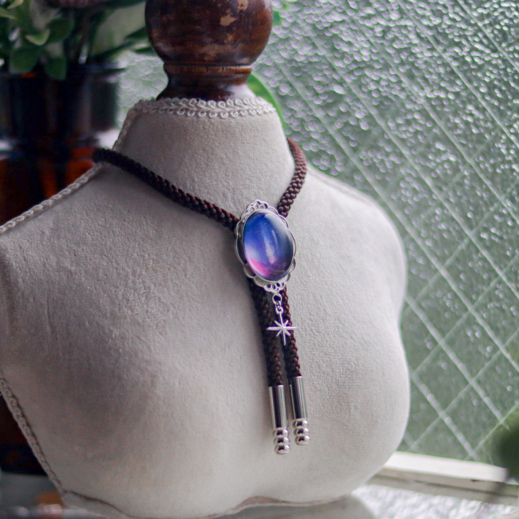 [stained glass candy] loop tie / magic hour -silver-