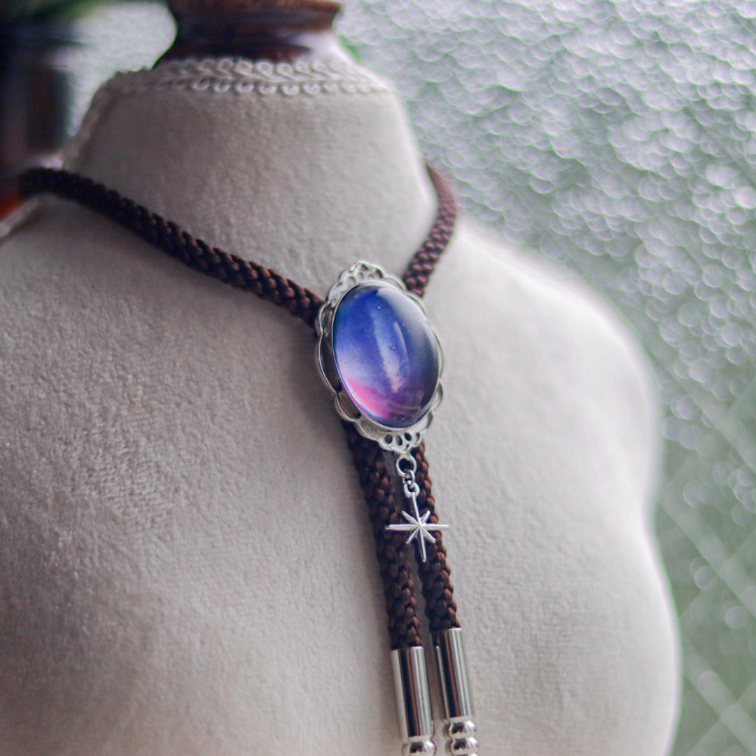 [stained glass candy] loop tie / magic hour -silver-