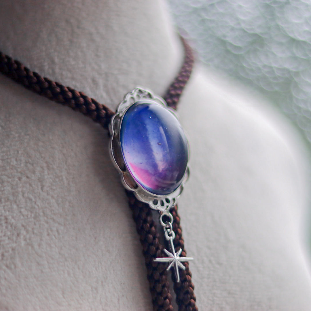 [stained glass candy] loop tie / magic hour -silver-