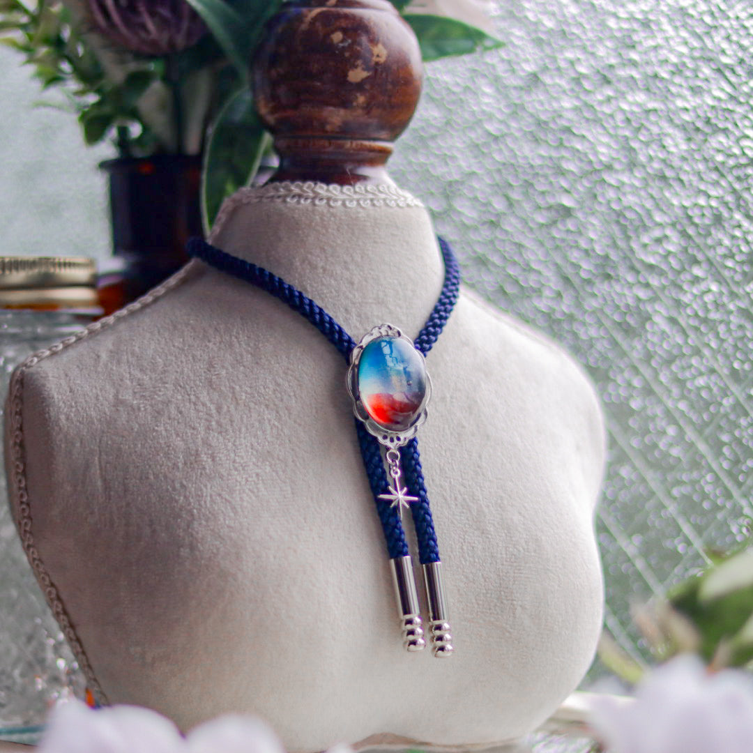 [stained glass candy] loop tie / 夜明け -silver-