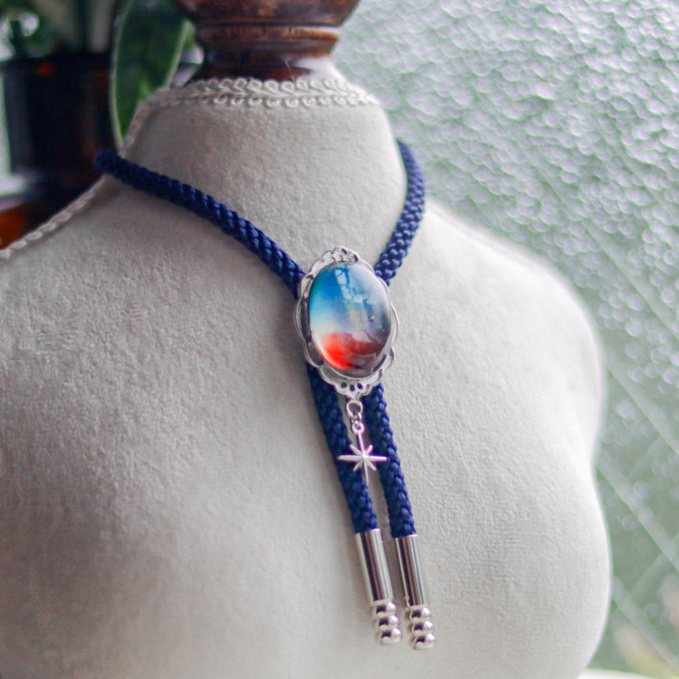 [stained glass candy] loop tie / 夜明け -silver-