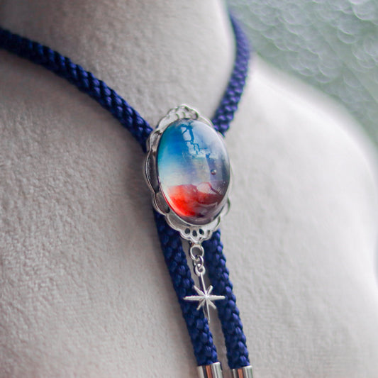 [stained glass candy] loop tie / 夜明け -silver-