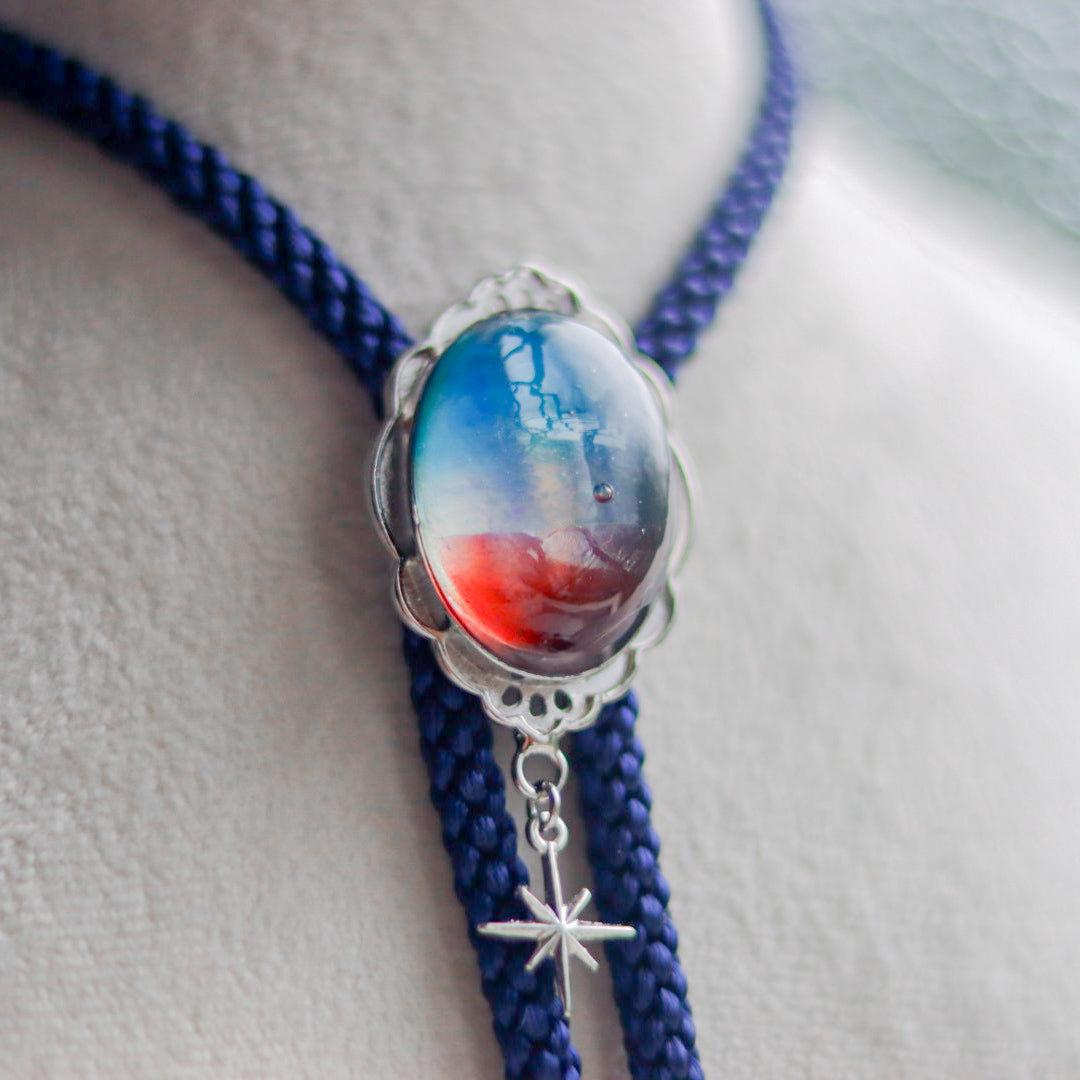 [stained glass candy] loop tie / 夜明け -silver-