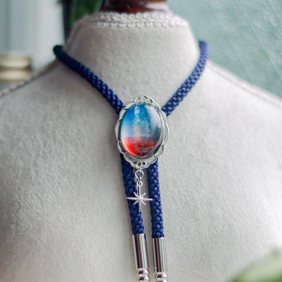 [stained glass candy] loop tie / 夜明け -silver-