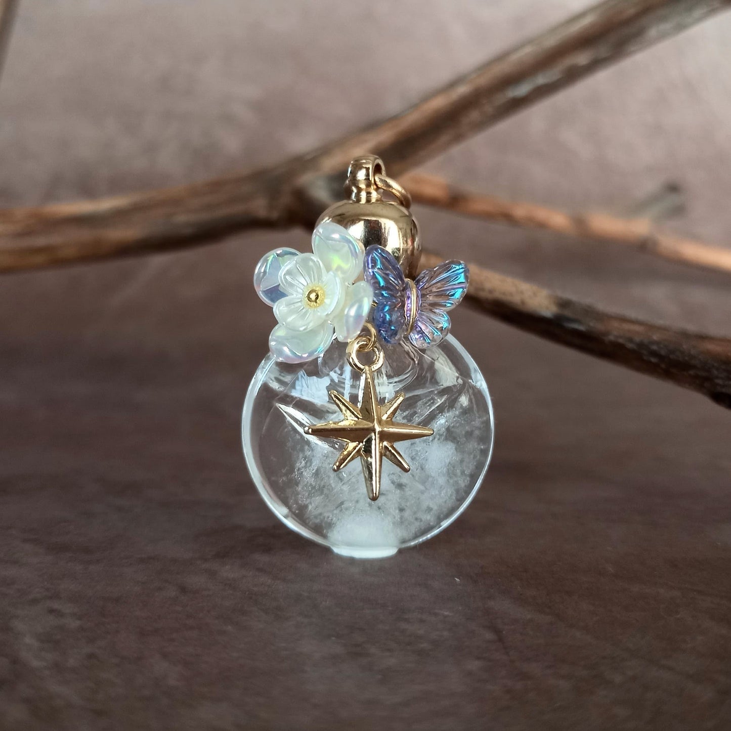 香水瓶ネックレス　スターボトル　Starlit Garden【ストームグラス・シャボン玉ネックレスに変更可能】