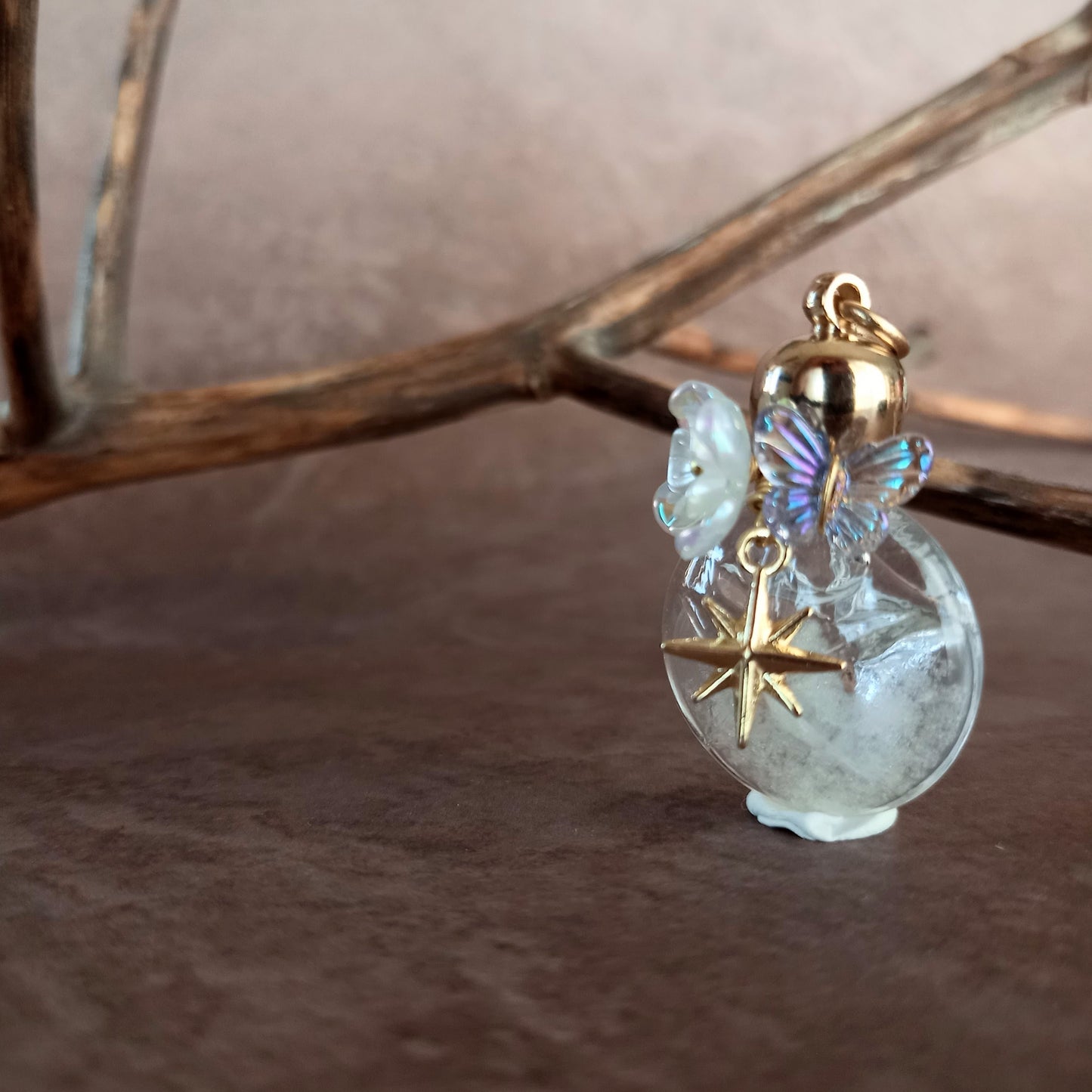 香水瓶ネックレス　スターボトル　Starlit Garden【ストームグラス・シャボン玉ネックレスに変更可能】