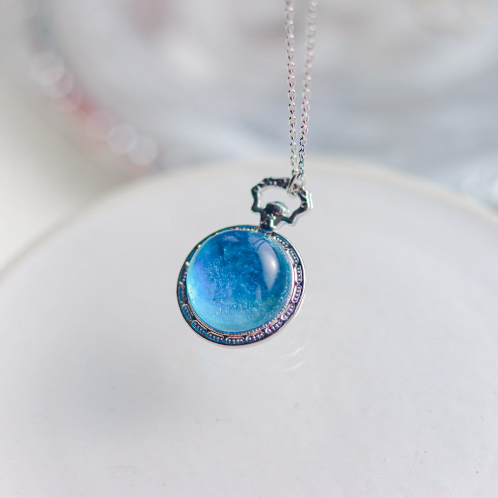 ［水たまりのおはじきドロップス］necklace / 懐中時計mini