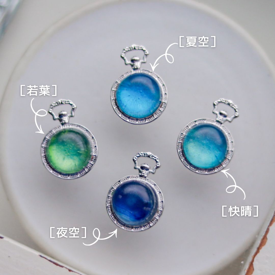 ［水たまりのおはじきドロップス］necklace / 懐中時計mini