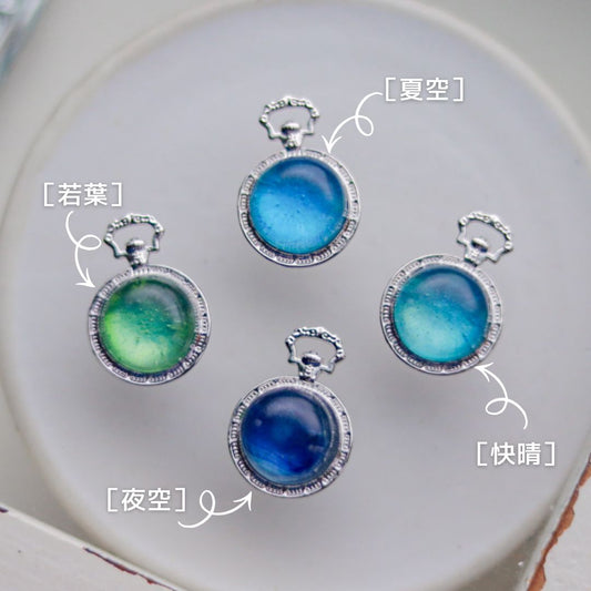 ［水たまりのおはじきドロップス］necklace / 懐中時計mini