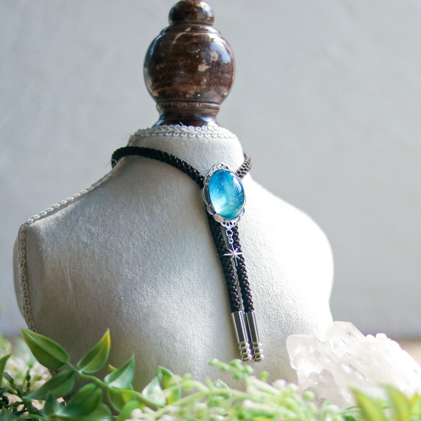 [stained glass candy] loop tie / 青空 -silver-