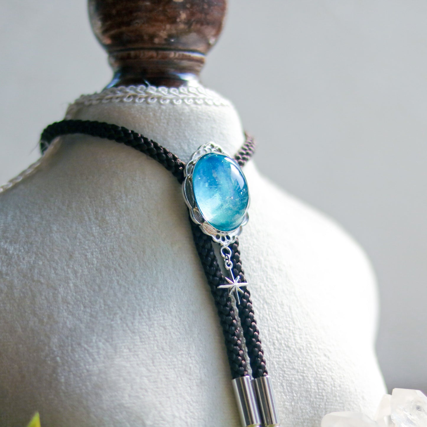 [stained glass candy] loop tie / 青空 -silver-