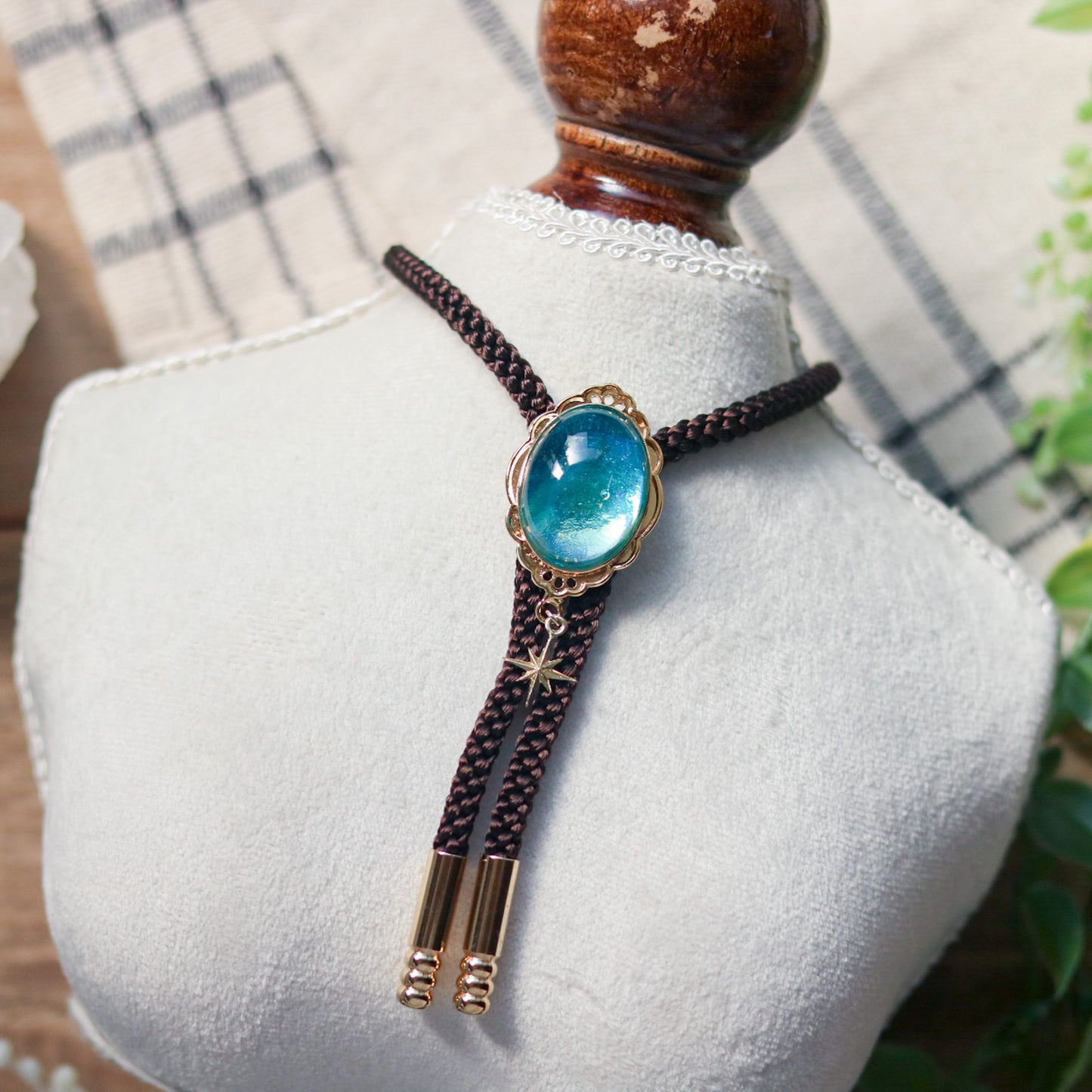 [stained glass candy] loop tie / 青空 -gold-
