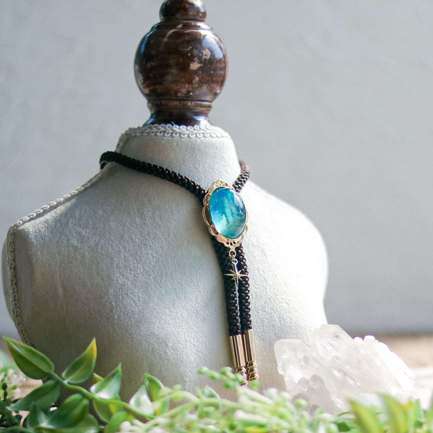 [stained glass candy] loop tie / 青空 -gold-
