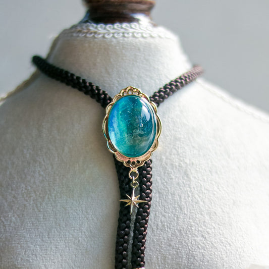 [stained glass candy] loop tie / 青空 -gold-