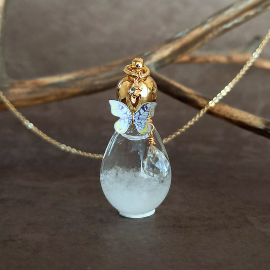 香水瓶ネックレス　ドロップボトル　Spica【ストームグラス・シャボン玉ネックレスに変更可能】