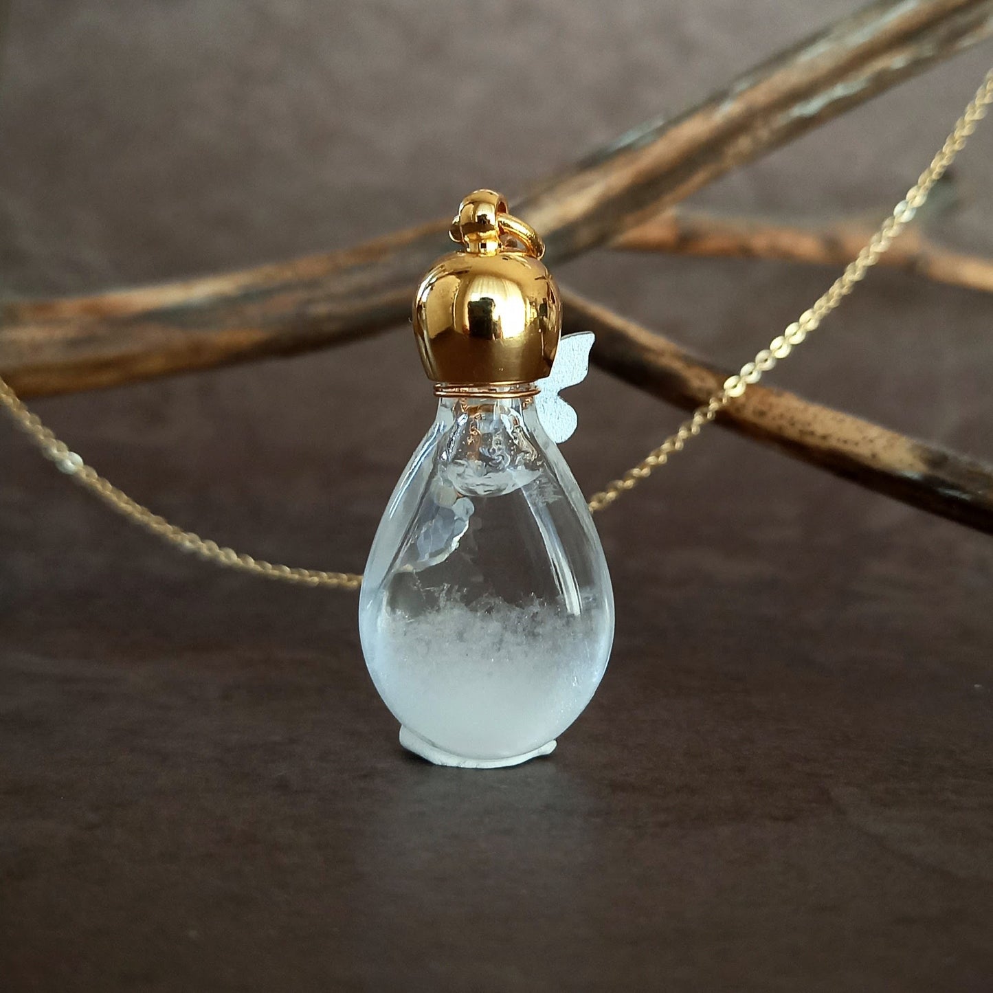 香水瓶ネックレス　ドロップボトル　Spica【ストームグラス・シャボン玉ネックレスに変更可能】