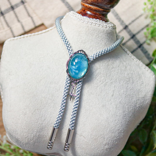 [stained glass candy] loop tie / 雲と青空 -silver-