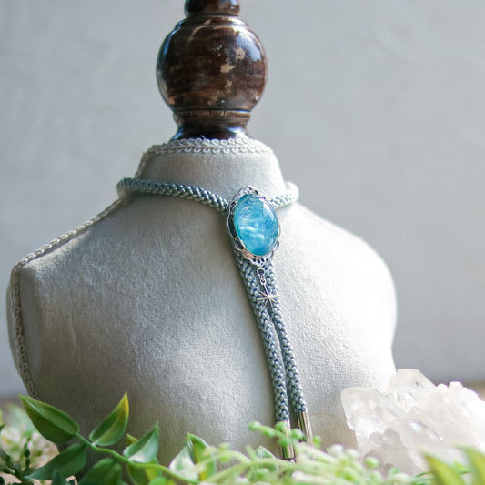 [stained glass candy] loop tie / 雲と青空 -silver-