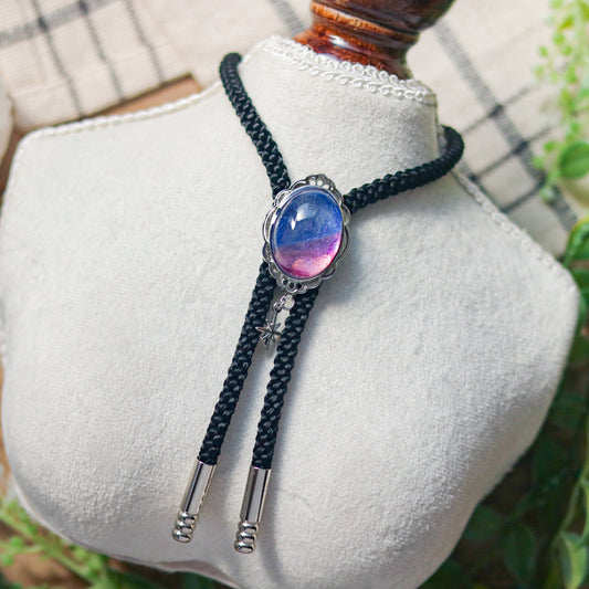 [stained glass candy] loop tie / 朝焼け空 -silver-