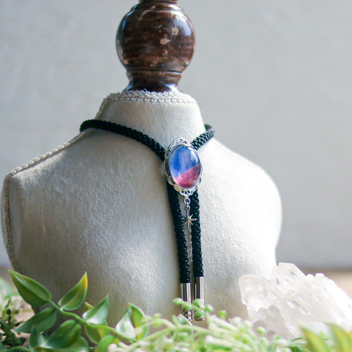 [stained glass candy] loop tie / 朝焼け空 -silver-