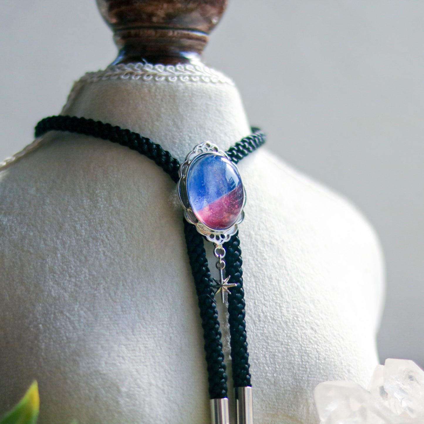 [stained glass candy] loop tie / 朝焼け空 -silver-