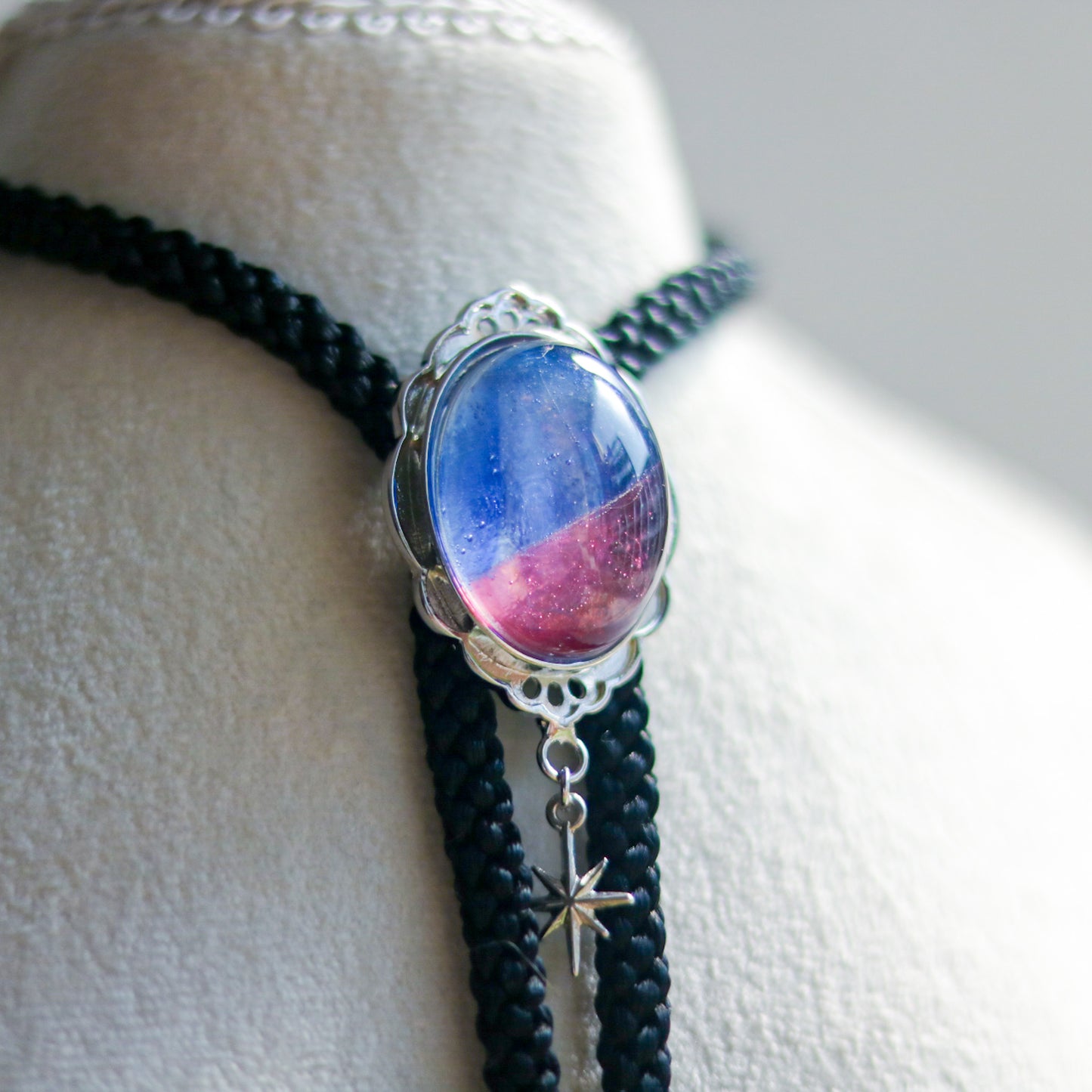 [stained glass candy] loop tie / 朝焼け空 -silver-
