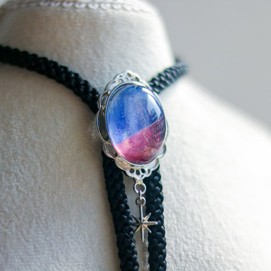 [stained glass candy] loop tie / 朝焼け空 -silver-