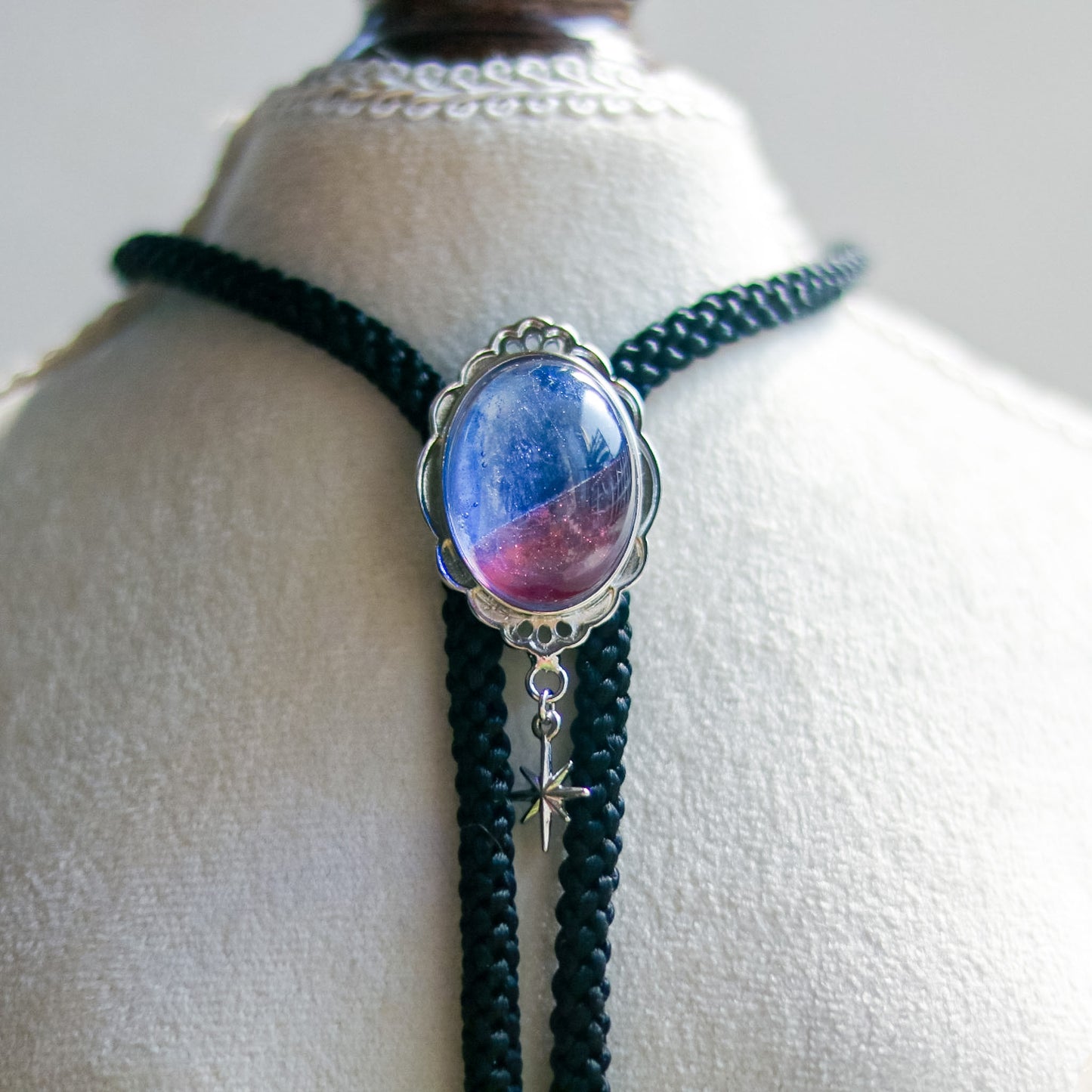[stained glass candy] loop tie / 朝焼け空 -silver-