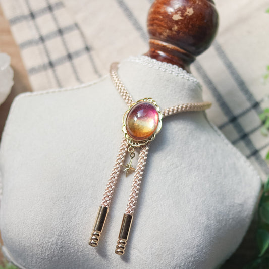 [stained glass candy] loop tie / 夕焼け空 -gold-