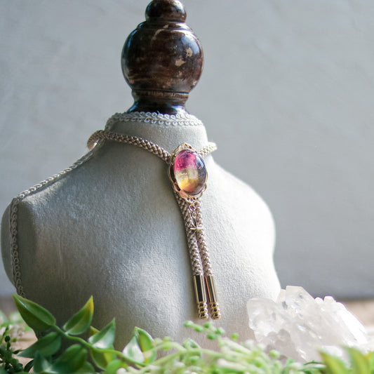 [stained glass candy] loop tie / 夕焼け空 -gold-