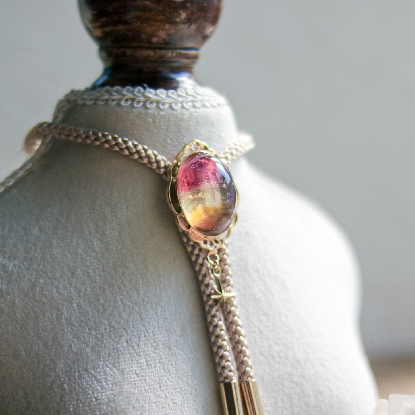 [stained glass candy] loop tie / 夕焼け空 -gold-