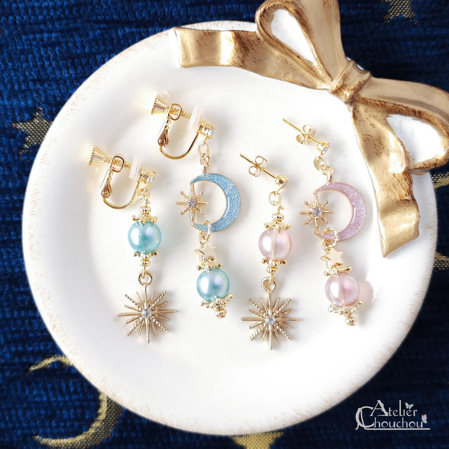 月灯りの耳飾り
イヤリング＆ピアス《幻月》