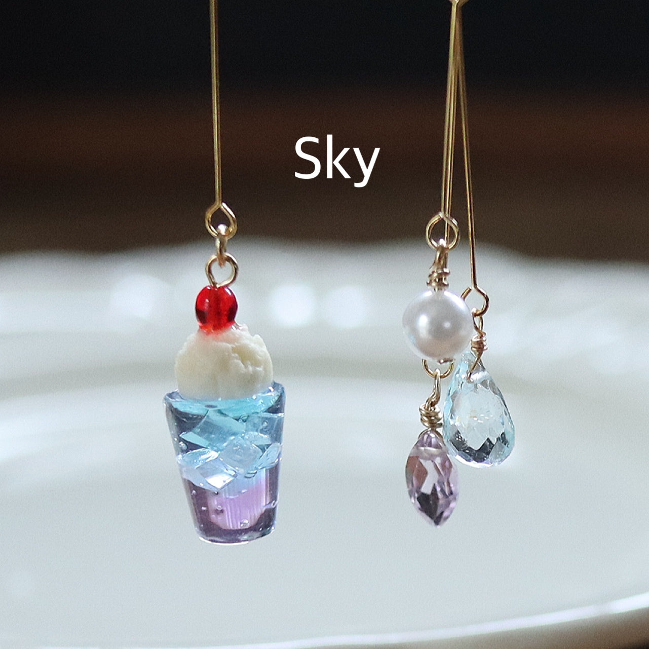 サイダーミックスソフトクリームピアス 食品サンプルピアス フックピアス おもしろピアス ソフトクリーム