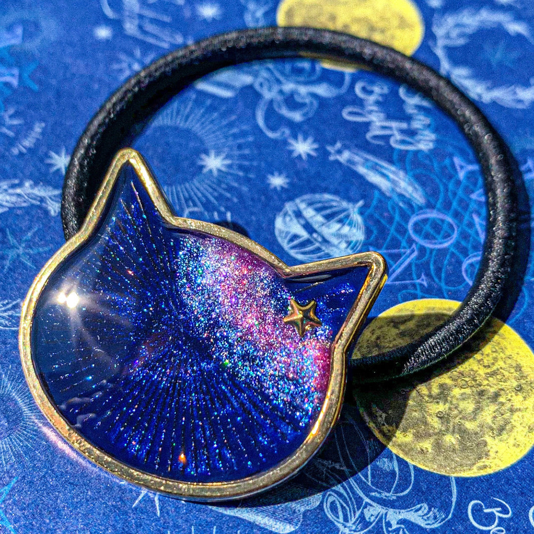 〜 織姫猫・彦星猫の恋する天の川 耳飾りねこヘアゴム 〜