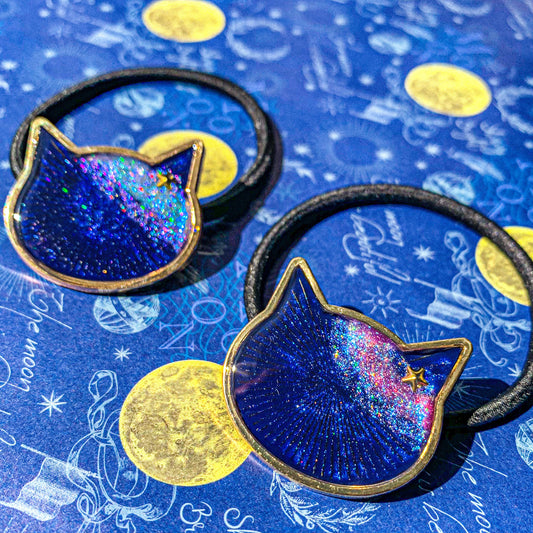 〜 織姫猫・彦星猫の恋する天の川 耳飾りねこヘアゴム 〜