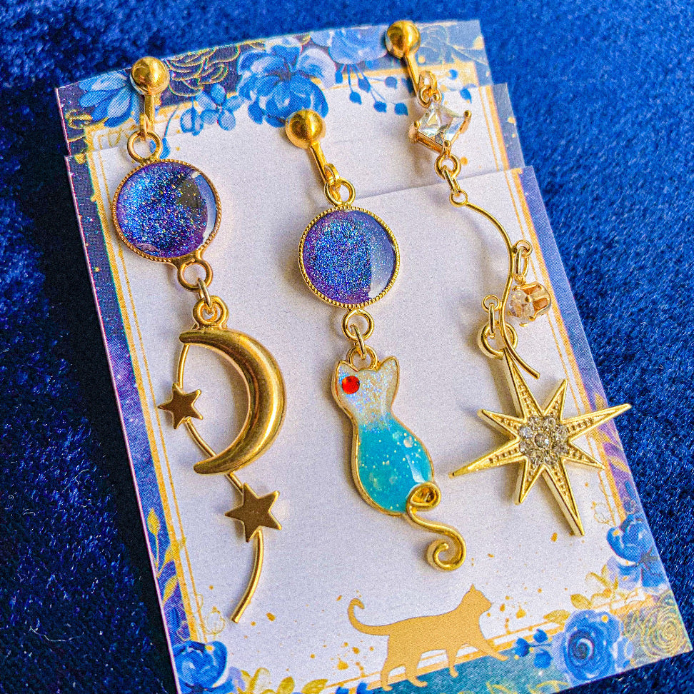 星空喫茶店シリーズ〜 にゃんクリームソーダ 耳飾り 〜