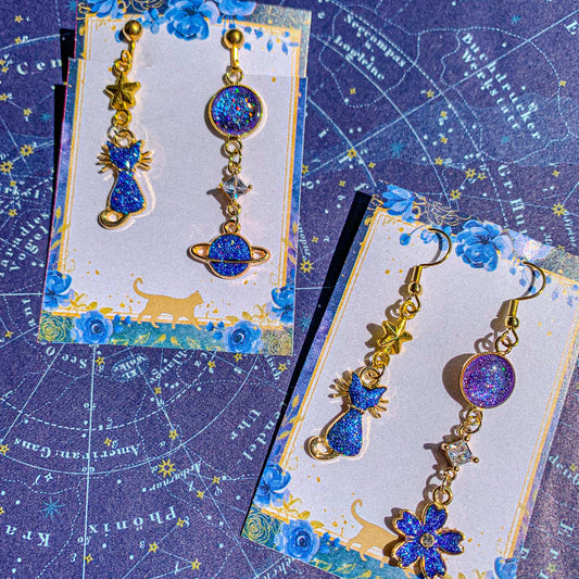 宇宙猫の天体観測耳飾り 〜 満天の星空に染められて 〜