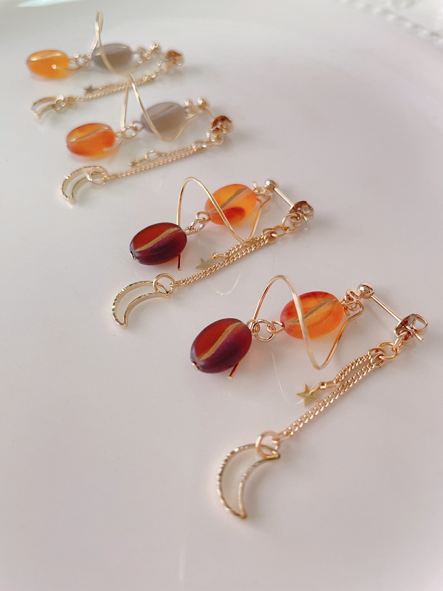 take a coffee break　コーヒーらせん耳飾り(バックキャッチ)