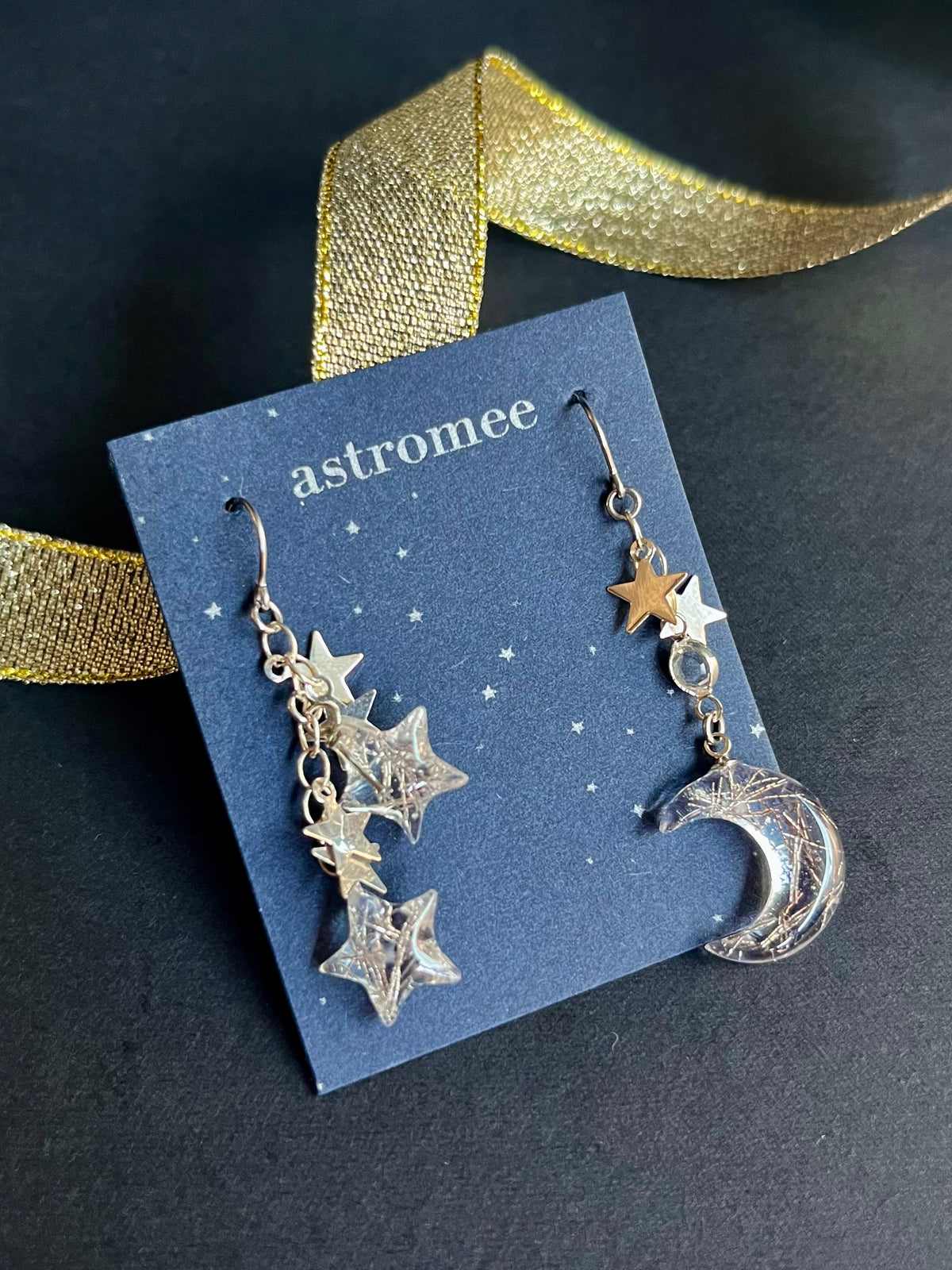 Starfall Ｍoon 星降る月のピアス＆イヤリング   Silver star