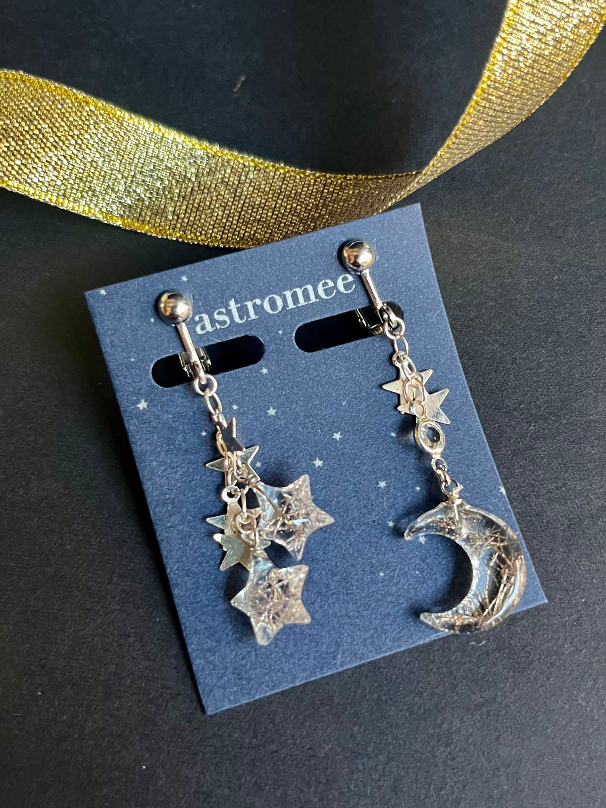 Starfall Ｍoon 星降る月のピアス＆イヤリング   Silver star