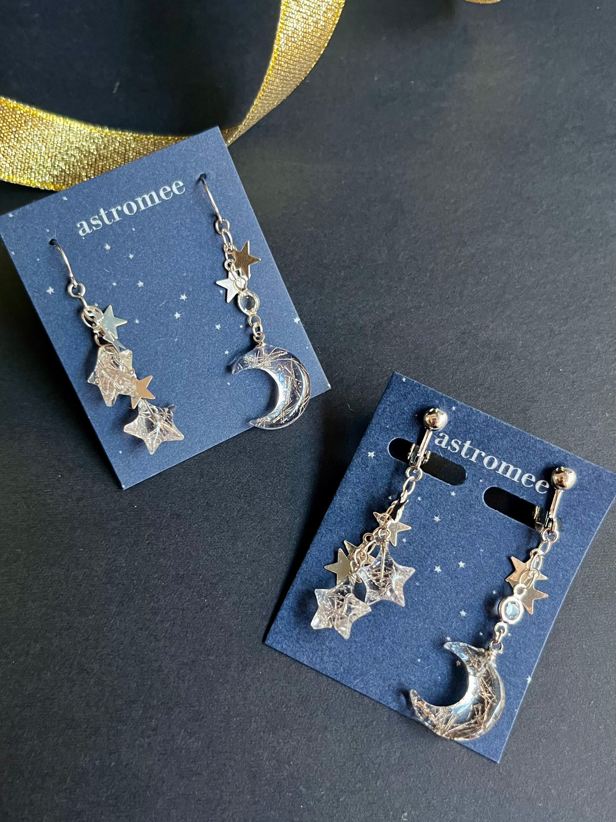 Starfall Ｍoon 星降る月のピアス＆イヤリング   Silver star