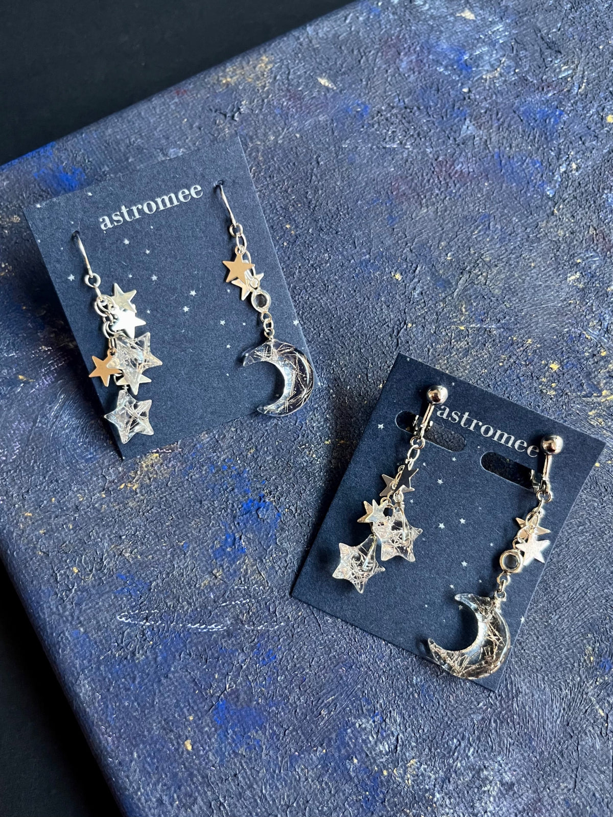 Starfall Ｍoon 星降る月のピアス＆イヤリング   Silver star